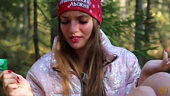 Vika Lita Goes On A Wild Ride With A Wolf In The Forest, Wearing A Red Hat In This Nigonika Fairy Tale Film.